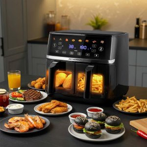Frytkownica beztłuszczowa Berdsen Duża frytkownica beztłuszczowa Air fryer BD-657 czarna 12