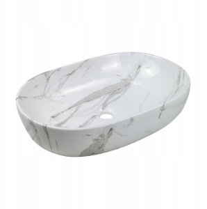 Washbasin INVENA KORFU, 60 x 42 cm, light marble color. 1