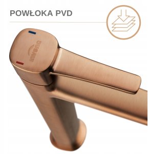 Washbasin faucet INVENA GLAMOR, copper color, high 5