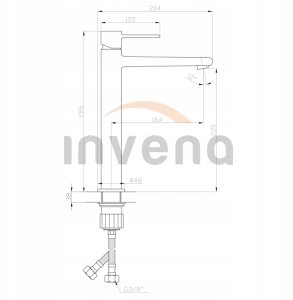 Washbasin faucet INVENA GLAMOR, copper color, high 6