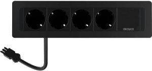 DELTACO flush-mounted power panel, 4 sockets, GST18 connection, daisy chaining 1