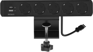 DELTACO power panel, 5 sockets, 1x21W A+C USB charger, GST18 connection 2