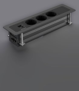 DELTACO recessed power panel, 3 sockets, 1x21W A+C USB charger, GST18, daisy chaining 8