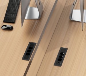 DELTACO recessed power panel, 3 sockets, 1x21W A+C USB charger, GST18, daisy chaining 10