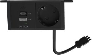 DELTACO power panel, 1 socket, 1x21W A+C USB charger, GST18 connection 1