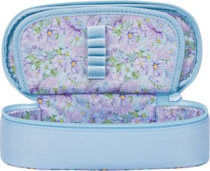 Piórnik kosmetyczka etui usztywniany z klapką błękitny Flowers OXFORD 2