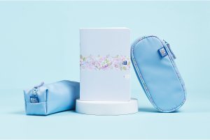 Piórnik kosmetyczka etui usztywniany z klapką błękitny Flowers OXFORD 4