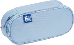 Piórnik kosmetyczka etui usztywniany z klapką błękitny Flowers OXFORD 5