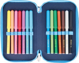 Piórnik potrójny trzykomorowy z wyposażeniem 31el kosmonauta Cosmic HERLITZ 2