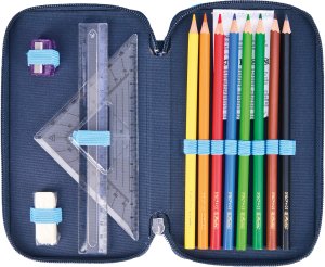 Piórnik potrójny trzykomorowy z wyposażeniem 31el kosmonauta Cosmic HERLITZ 3