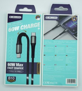 JELLICO kabel B10 USB-C - USB-C PD 60W 1M Czarny 2