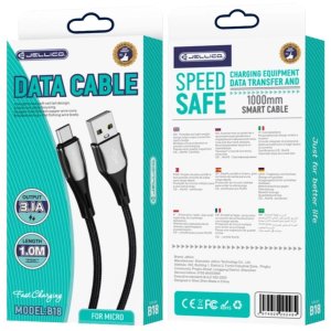 Kabel USB Jellico USB-A - microUSB 1 m Czarny (6974929202491) 2