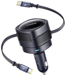 Ładowarka samochodowa Baseus Enjoyment Max z kablami USB-C+USB-C 60W Czarny 1