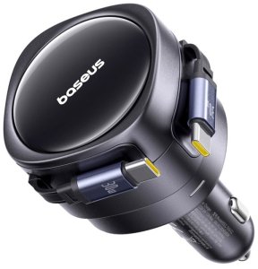 Ładowarka samochodowa Baseus Enjoyment Max z kablami USB-C+USB-C 60W Czarny 5