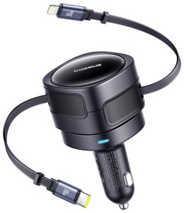 Ładowarka samochodowa Baseus Enjoyment Max z kablami USB-C+Lightning 60W Czarny 1