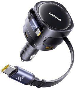 Ładowarka samochodowa Baseus Enjoyment Max z kablami USB-C+USB-C i portami USB-A+USB-C 90W Czarny 2