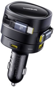 Ładowarka samochodowa Baseus Enjoyment Max z kablami USB-C+USB-C i portami USB-A+USB-C 90W Czarny 3