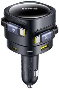 Ładowarka samochodowa Baseus Enjoyment Max z kablami USB-C+USB-C i portami USB-A+USB-C 90W Czarny 4