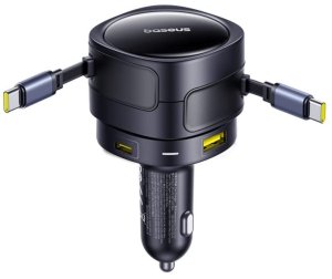 Ładowarka samochodowa Baseus Enjoyment Max z kablami USB-C+USB-C i portami USB-A+USB-C 90W Czarny 6