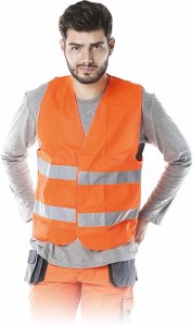 KOS-5 - Kamizelka ostrzegawcza z dwoma poziomymi pasami odblaskowymi - pomarańczowy 10XL 1