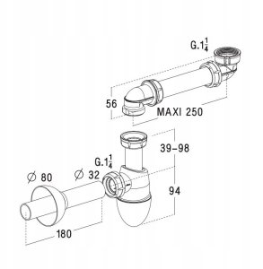 SIPHON FOR BATHROOM BASIN BMT2P/0202117 2