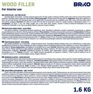 WOOD FILLER INTERIOR BRIKO ASH 1.6KG 2