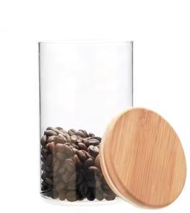 Domoletti JAR STORAGE ROUND GLAS W BAMBO LID 1.3L 2
