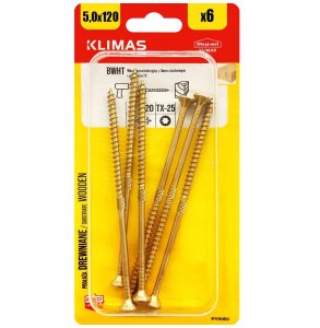 WOOD SCREWS TORXWHT 5.0X120 6PCS 1