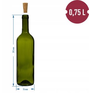 BOTTLE GLASS 0.75L SET OLIV NO CAP 8PCS 9