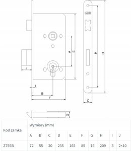 MORTISE LOCK CYL Z7ABP 72/55 RIGHT W ZN 8
