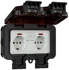 SOCKET 5054-67 2PLACE IP65 AQUANT BLACK 1