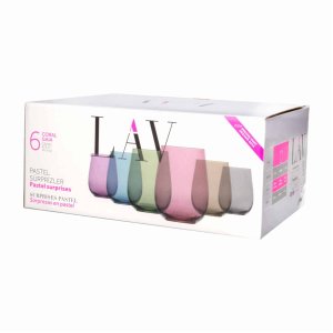 GLASS COLORFUL LAV 6PCS 475ML 2