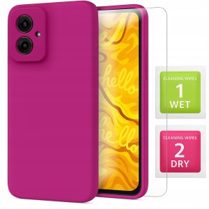 Etui Do Motorola Moto G55 5G (Ciemnoróżowe, Matowe, Silikonowe)   Szkło 9H 1