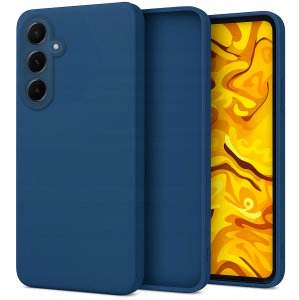 Etui Do Samsung Galaxy A55 5G (Granatowe, Matowe, Silikonowe)   Szkło 9H 6