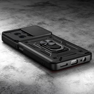 ETUI PANCERNE DO ONEPLUS 12 CZARNE ARMOR HOLDER RING CASE PLECKI   SZKŁO 9H 3