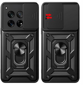 ETUI PANCERNE DO ONEPLUS 12 CZARNE ARMOR HOLDER RING CASE PLECKI   SZKŁO 9H 5