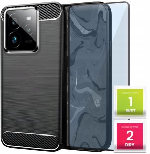 Etui do Realme GT 7 Pro (Czarne, Karbon, Pancerne, Plecki, Case)   Szkło 9H 1