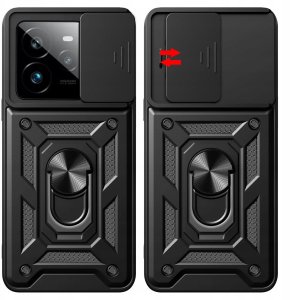 etumi ETUI PANCERNE DO REALME GT 7 PRO CZARNE ARMOR HOLDER RING CASE   SZKŁO 9H 5