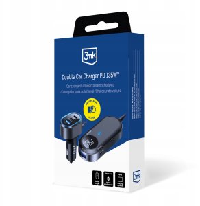 3mk Double Car Charger 135W PD QC PPS USB 2A4C Black/Gray 2