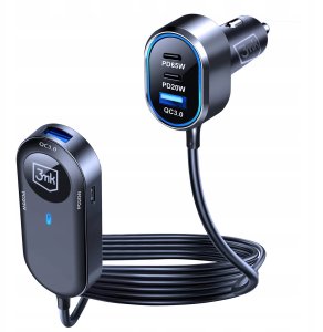 3mk Double Car Charger 135W PD QC PPS USB 2A4C Black/Gray 8