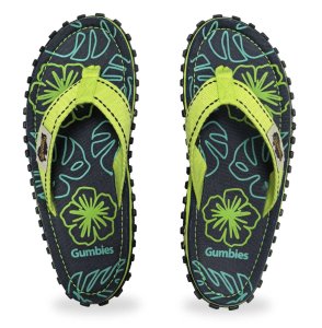 Gumbies japonki ISLANDER FLIP-FLOPS LIME HIBISCUS 37 1