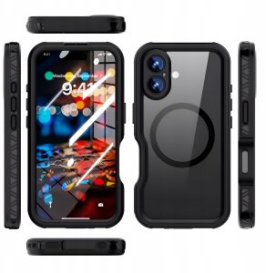 etumi Etui Wodoodporne do Apple iPhone 16 (Do MagSafe, 360, Pancerne, Czarne) 2
