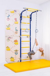 Drabinka gimnastyczna Next 1 pomarańczowa + ścianka Dino 225 cm + huśtawka 15