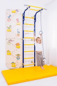 Drabinka gimnastyczna Next 1 pomarańczowa + ścianka Dino 225 cm + huśtawka 16