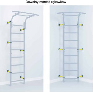 Drabinka gimnastyczna Next 1 pomarańczowa + ścianka Dino 225 cm + huśtawka 19