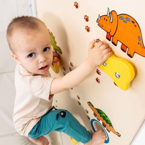 Drabinka gimnastyczna Next 1 pomarańczowa + ścianka Dino 225 cm + huśtawka 8