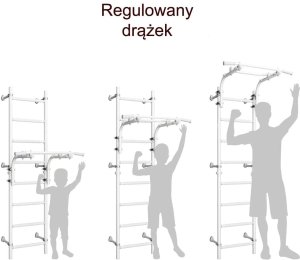 Drabinka gimnastyczna Next 1 niebieska + ścianka Dino 225 cm + huśtawka CE 21