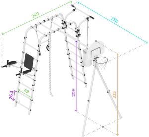 Plac zabaw Fitness | Lina + Kosz + Worek Bokserski + leżak huśtawka | 100 kg 5