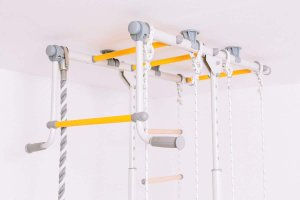 Małpiszon Drabinka gimnastyczna MERKURY 2 żółto-niebieska z siatką | 100 kg 5