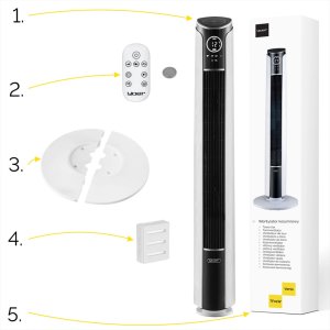 Wentylator Yoer Cichy WENTYLATOR Kolumnowy Podłogowy JONIZACJA Stojący NATURALNY WIATR + Pilot - Yoer Verto TF01W 14